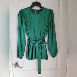 Elegant Green Long Sleeve Blouse